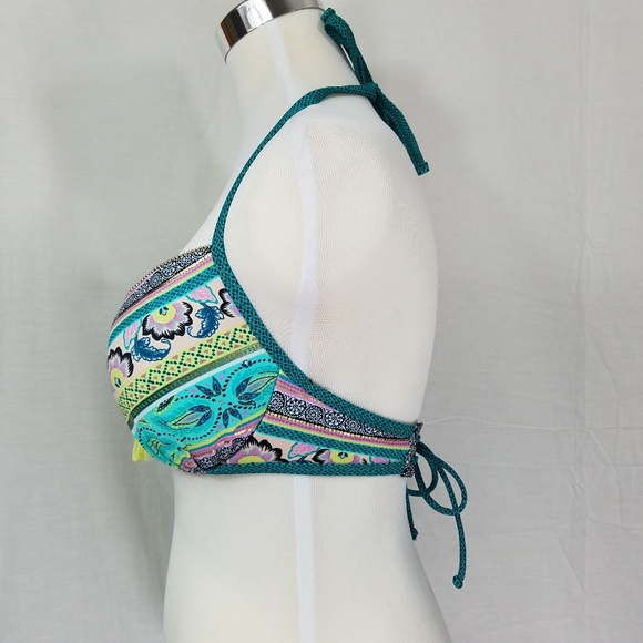 Shade & Shore Paisley Green Halter Bikini Top 36D - Picture 4 of 8